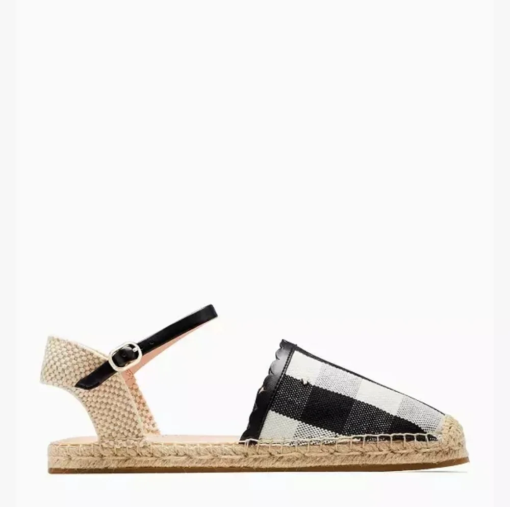 Kate Spade | Bonnie black&white checker‎ pattern canvas espadrilles